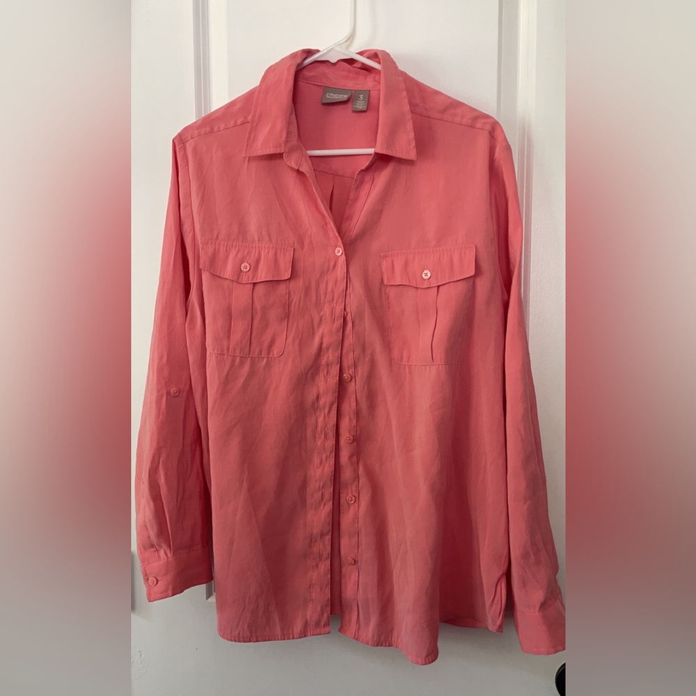 CHICOS CORAL BLOUSE …EUC